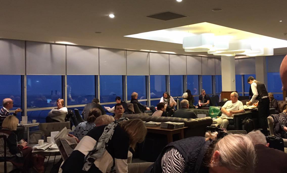 Busy seating in the No1 Traveller Lounge Gatwick North terminal