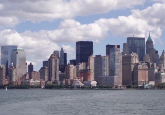 A view of the New York City skyline from the Hudson River, NY, USA