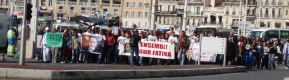 a panorama of people protesting on the street in Marseille, France