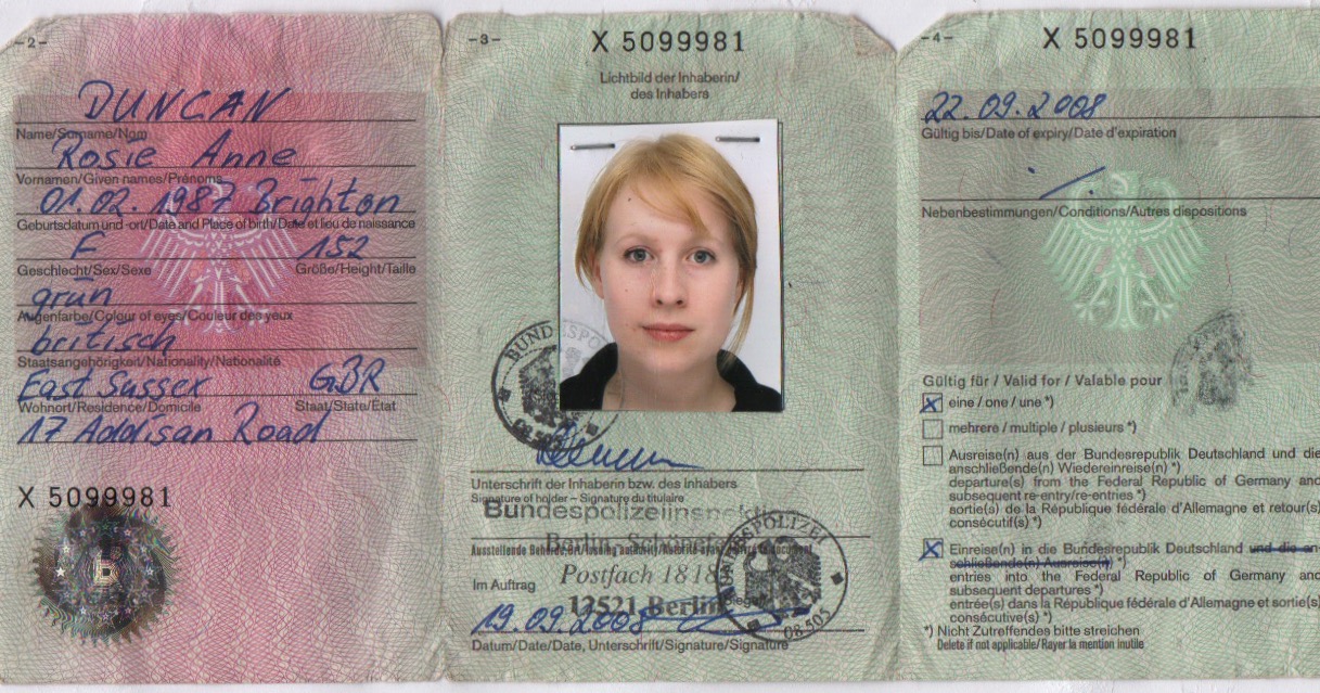 Rosie's German Emergency Travel Document from Berlin