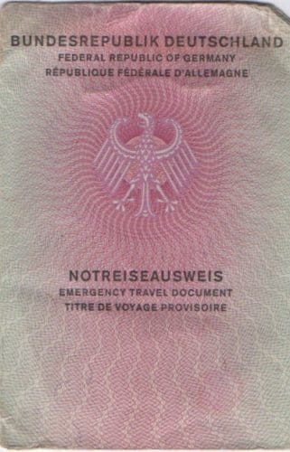 Bundesrepublik Deutschland Notreiseausweis German Emergency Travel Document from Berlin