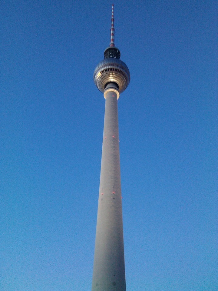 Berliner Fernsehturm Berlin Television Tower against a blue evening sky