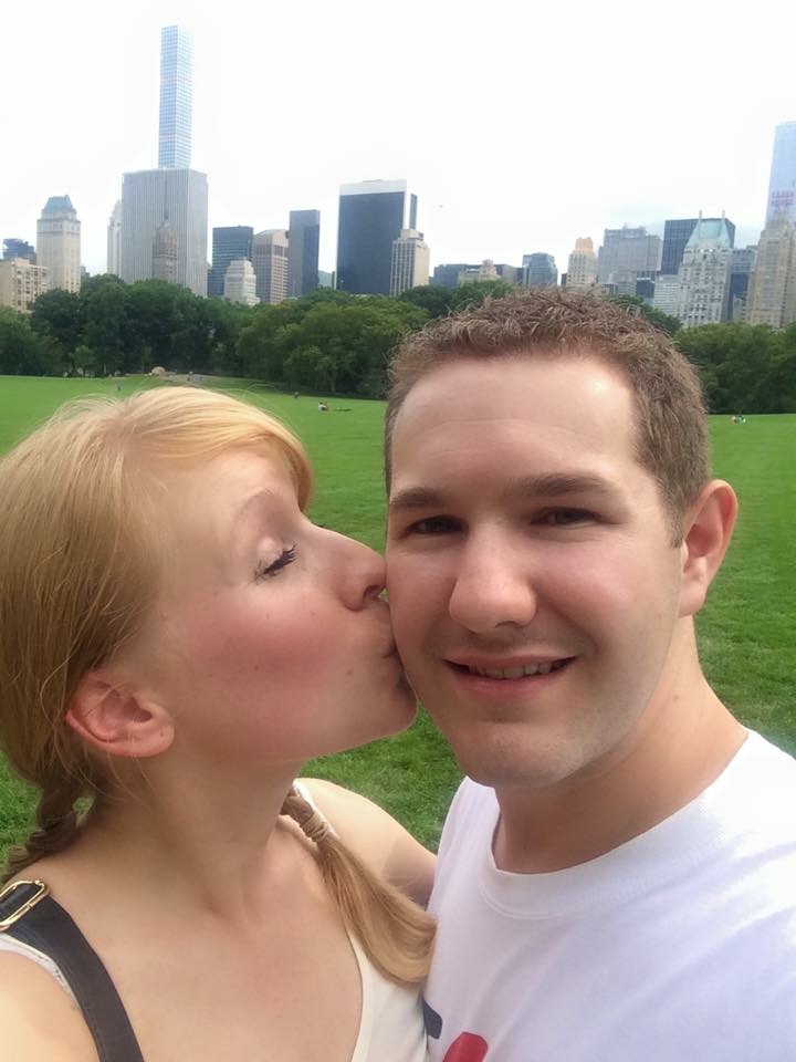 Rosie kisses Karl in a selfie in Central Park, New York City, USA