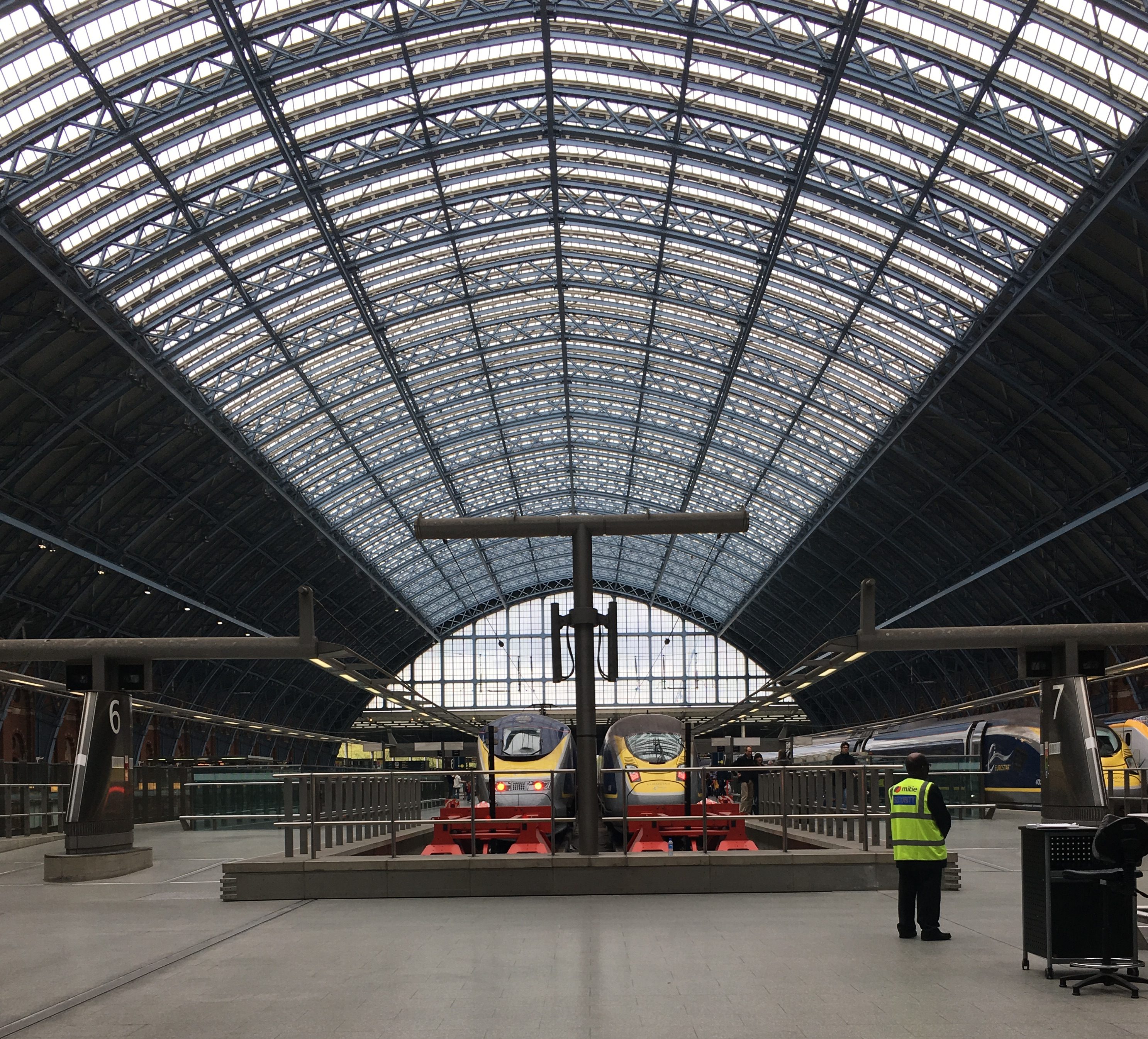 The front of Eurostar trains at St Pancras International Station, London