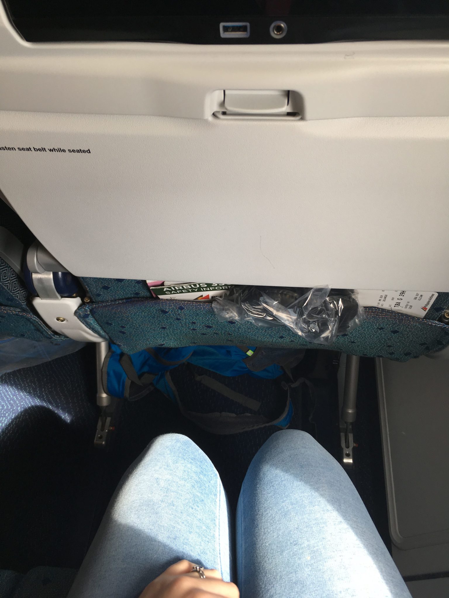 A picture of the leg room