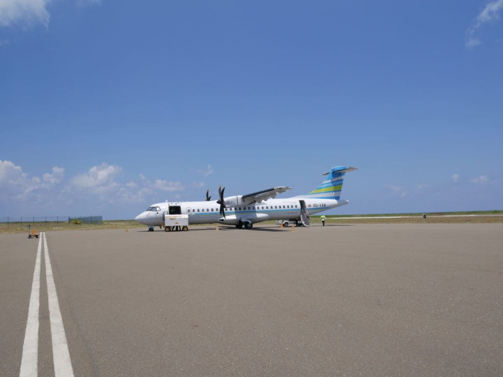Flyme Villa Air ATR 72-500 plane on the tarmac