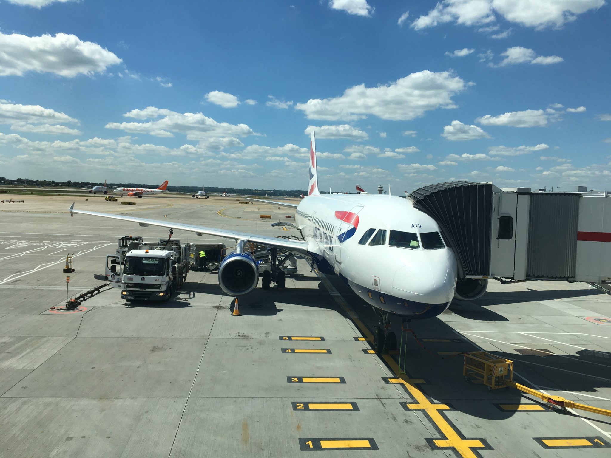 British Airways Airbus A320 at a gate at London Gatwick Airport