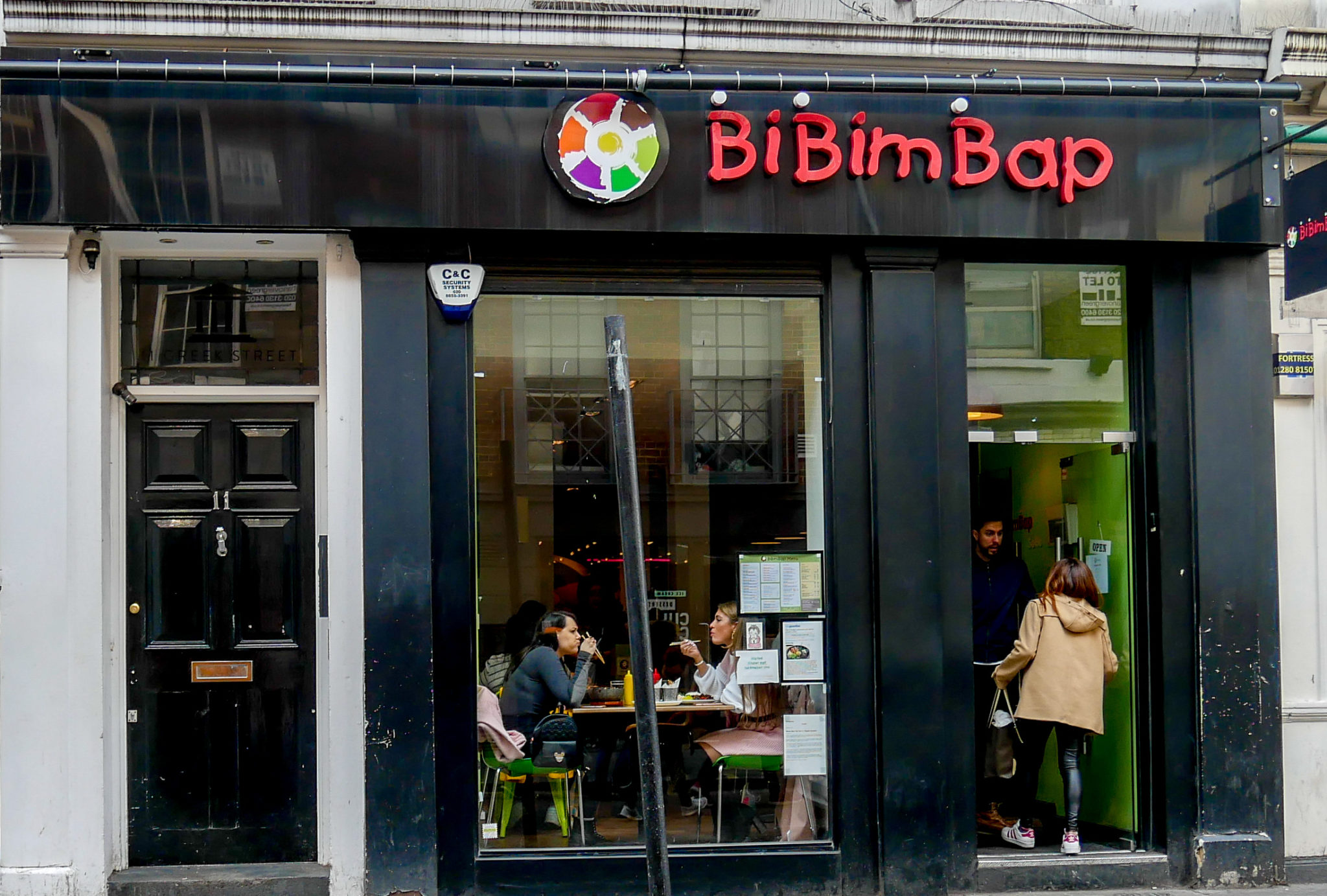 The outside of BiBimBap, South Korean restaurant in Soho, London