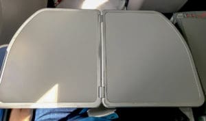 Tray table open on Delta One Delta Air Lines Boeing 767