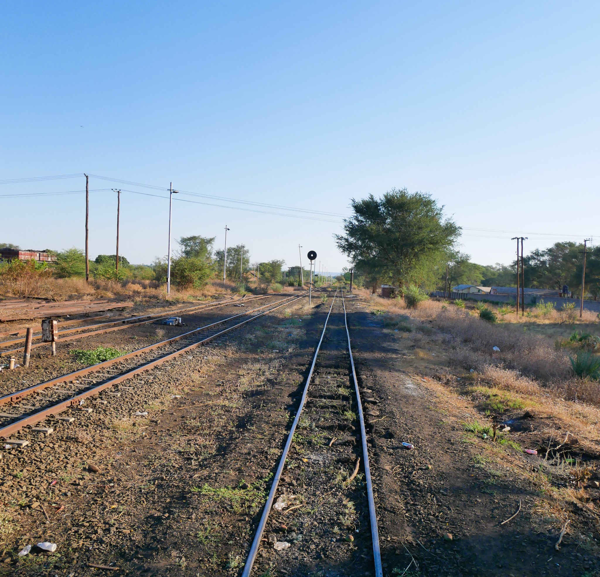 Train tracks along the sidings from the Royal Livingstone Express train