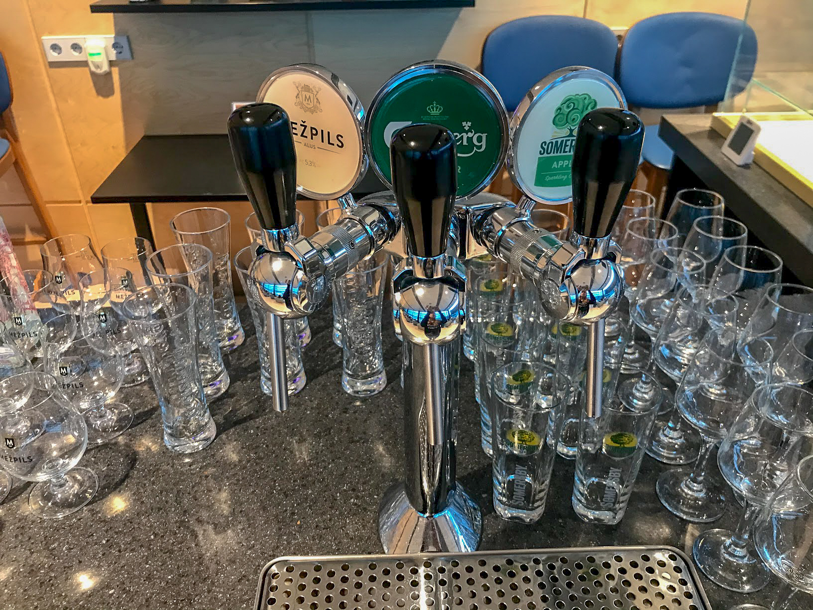 Beer tap in the Primeclass Business Lounge at Riga International Airport