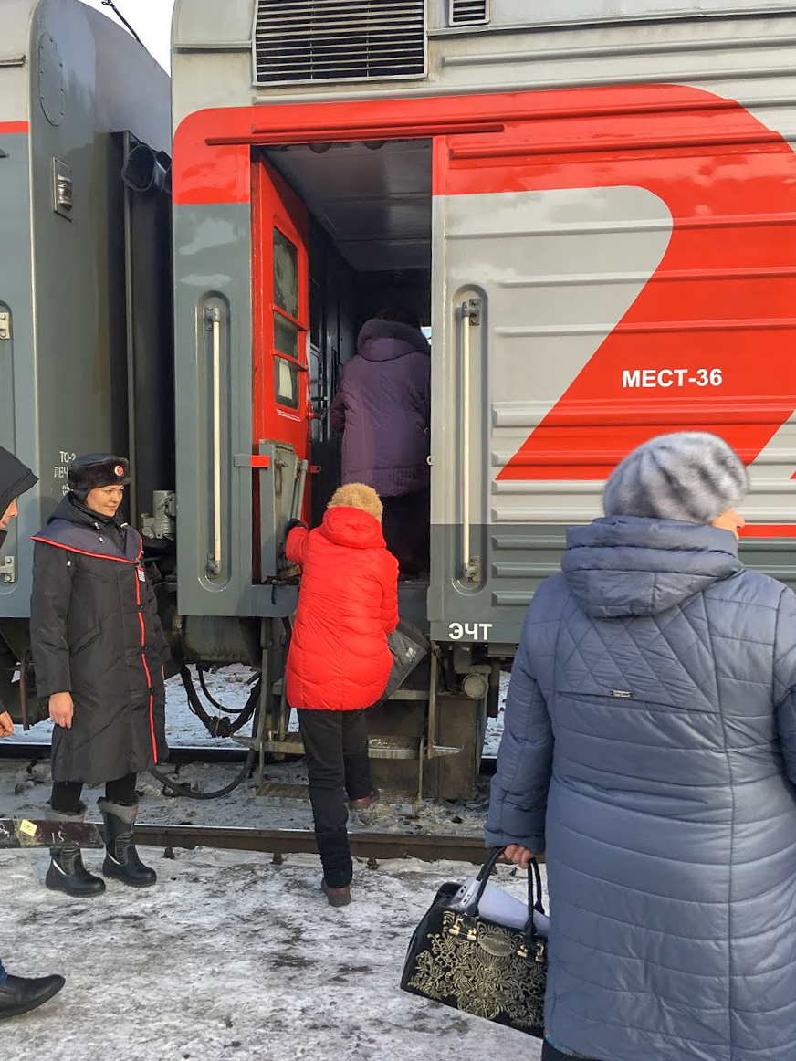 Passengers boarding the Trans-Siberian Train at Ulan Ude
