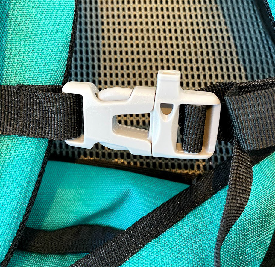 close up of the strap whistle of the SunDrift Panglao 55L Backpack