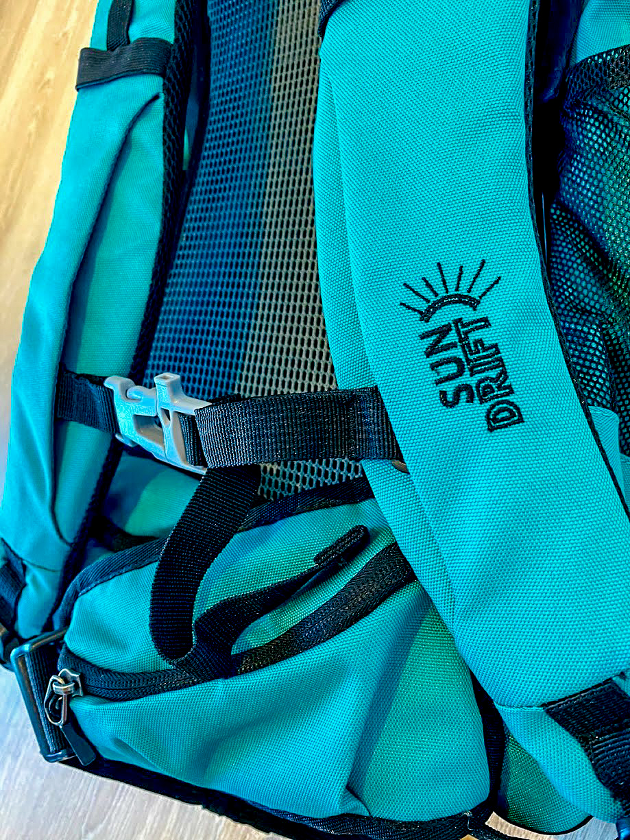 close up of the straps of the SunDrift Panglao 55L Backpack