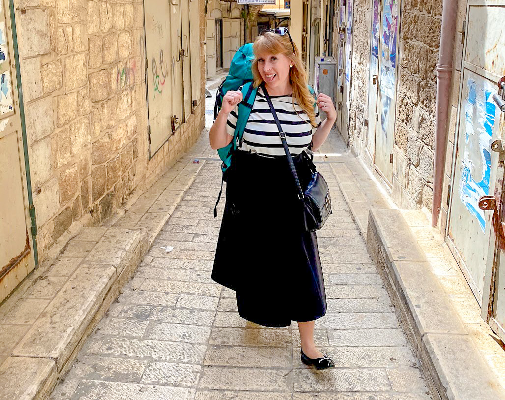 Rosie wearing a SunDrift Panglao 55L Backpack in Israel