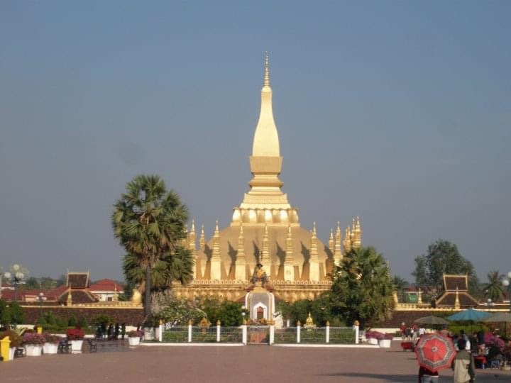 Pha That Luang golden Buddhist Stupa in Vientiane, Laos
