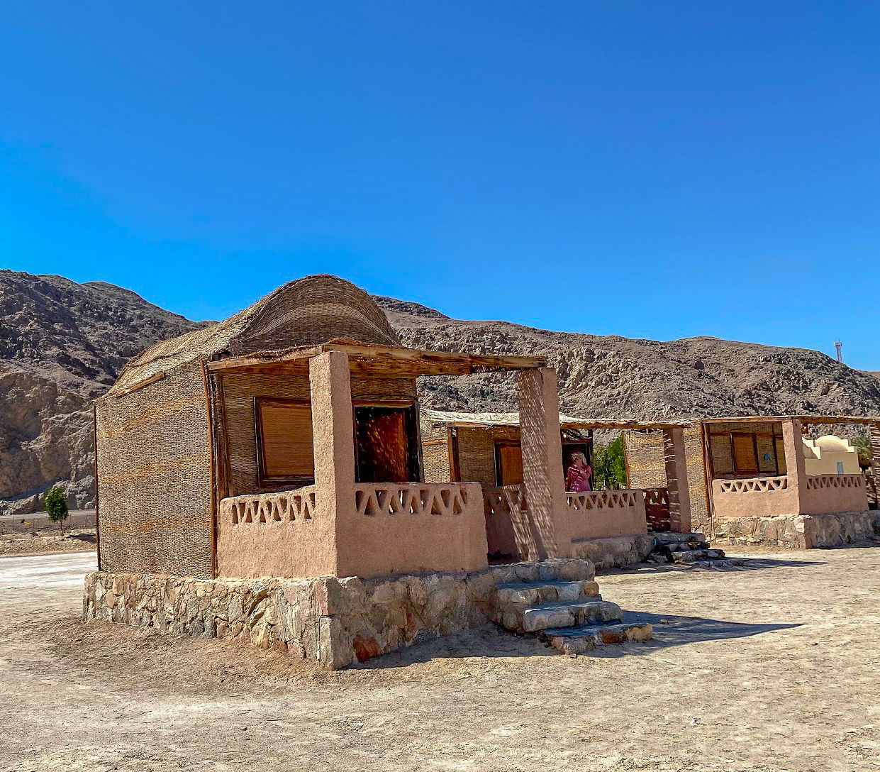 Husha hut on the beach at Aqua Sun, Gulf of Aqaba, Egypt