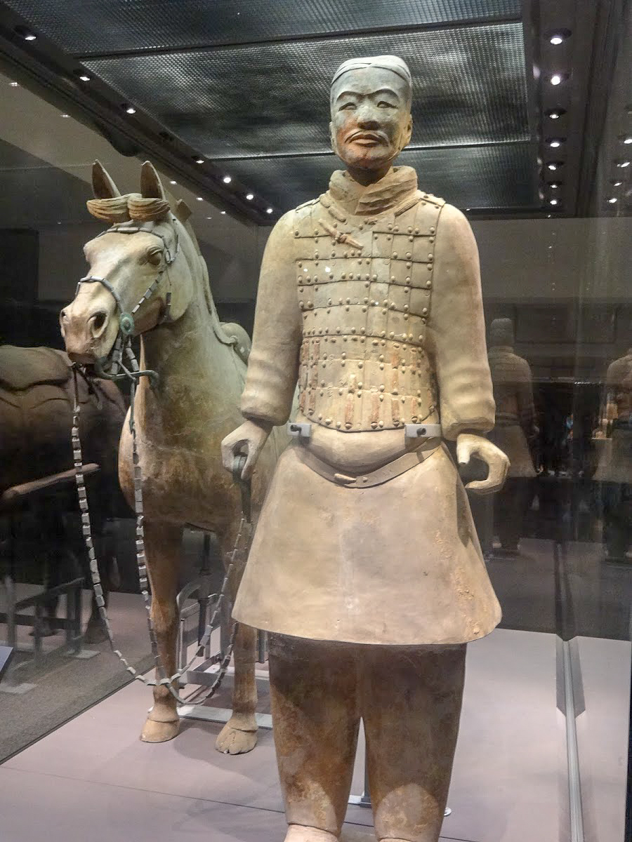 A cavalryman of the Terracotta Army with his horse in Pit 2 at Emperor Qinshihuang's Mausoleum, Xian, China