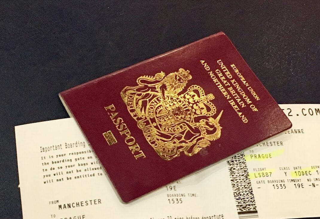 Jet2 boarding pass inside a red UK Passport